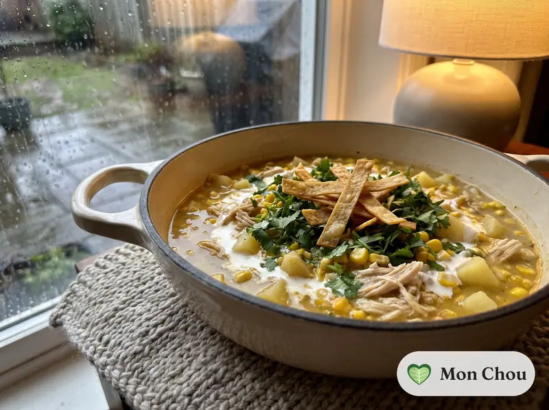 Soupe de maïs au poulet et coriandre