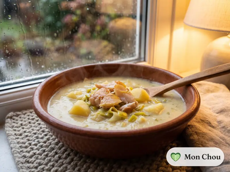 Velouté de poireaux au haddock et pommes de terre