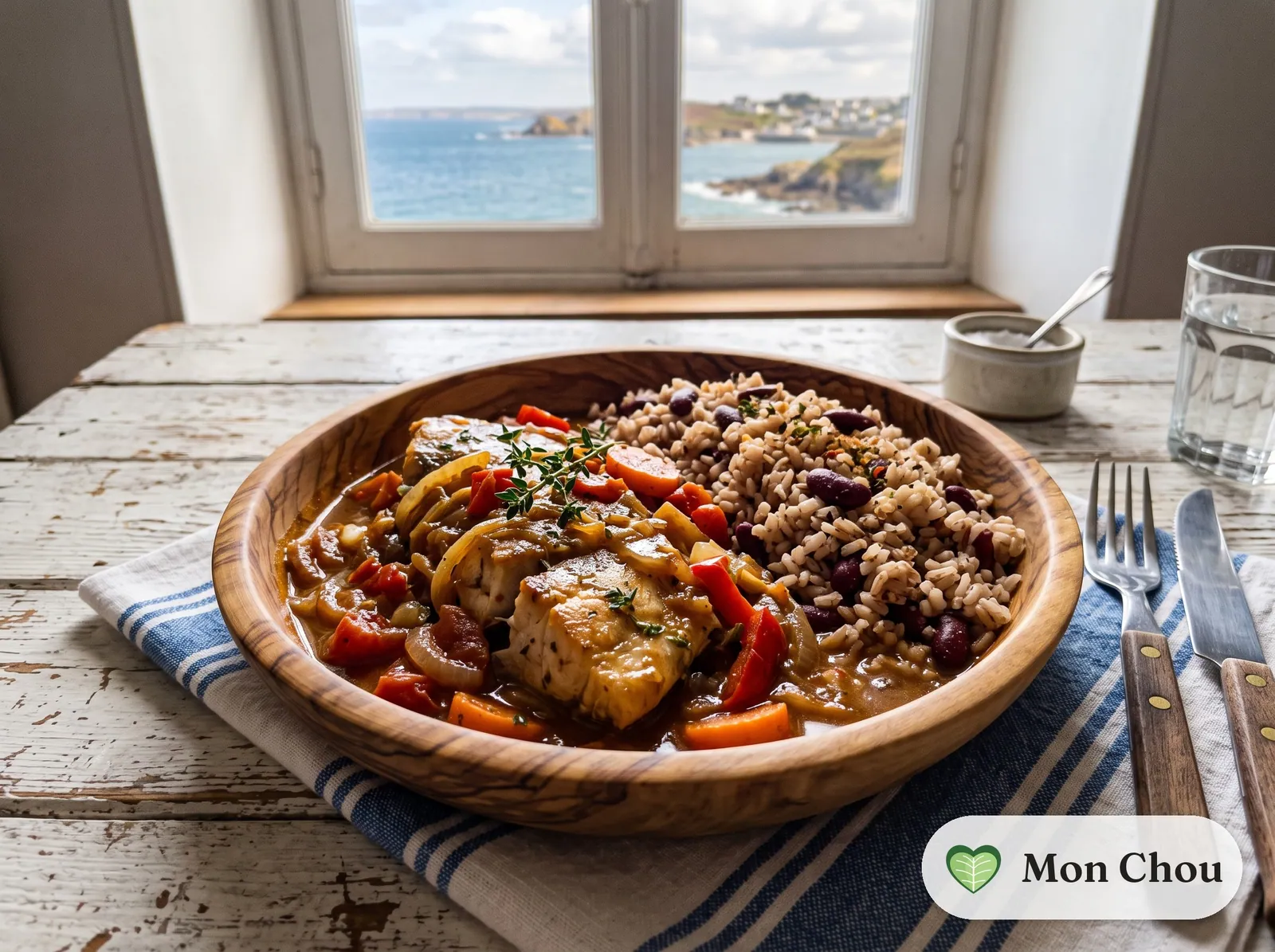 Brown Stew Fish mit Reis und Kidneybohnen