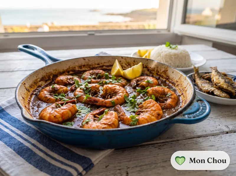 Crevettes ghee roast de Mangalore et riz
