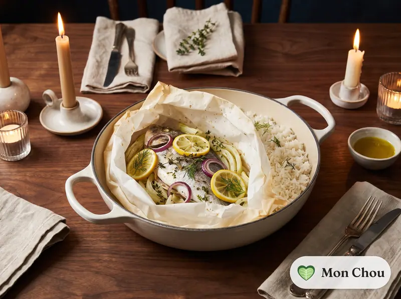 Daurade en papillote au fenouil et riz