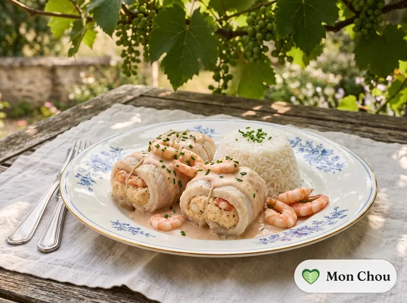 Paupiettes de sole aux crevettes et riz