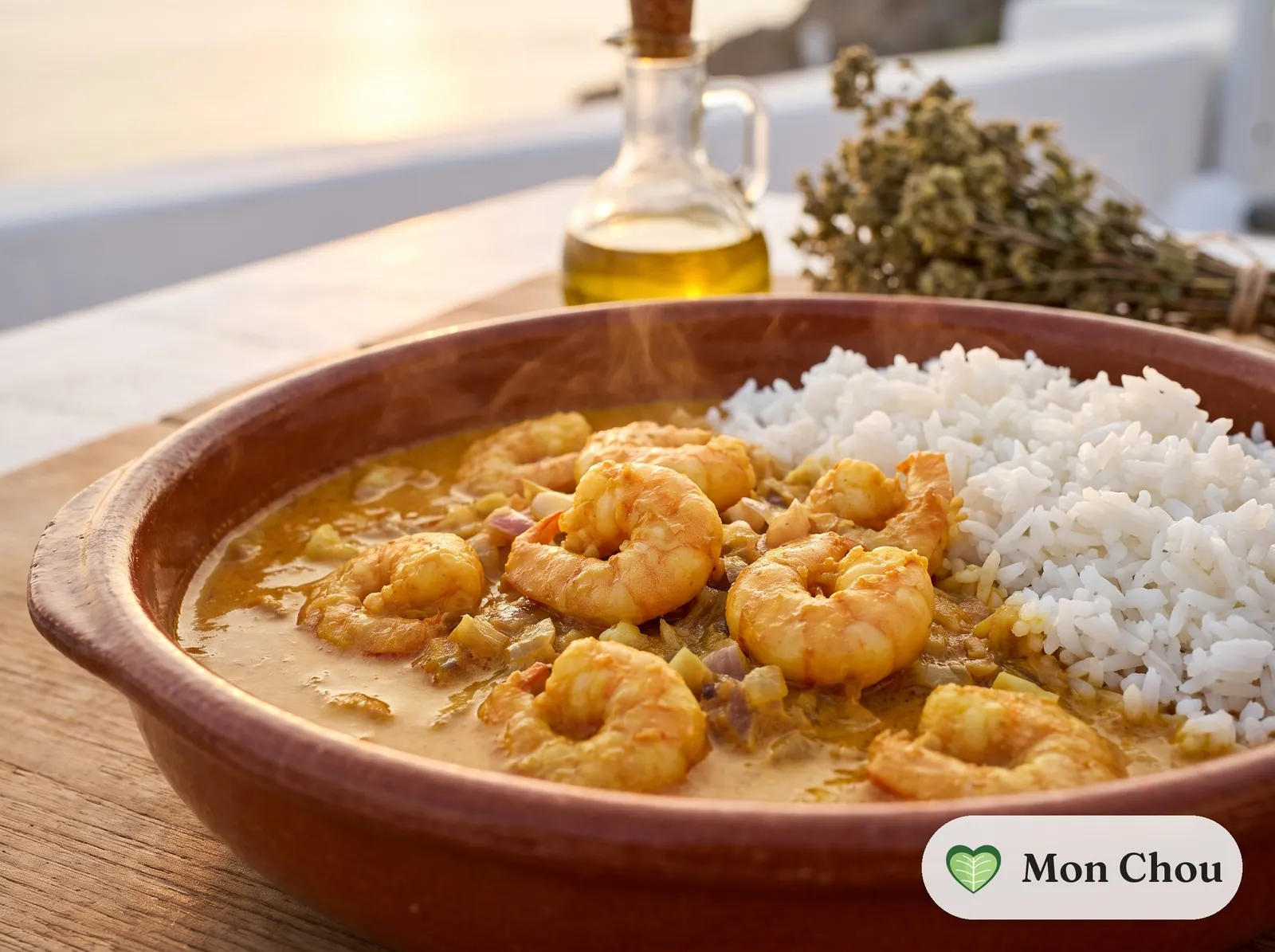 Chingri malai curry et riz