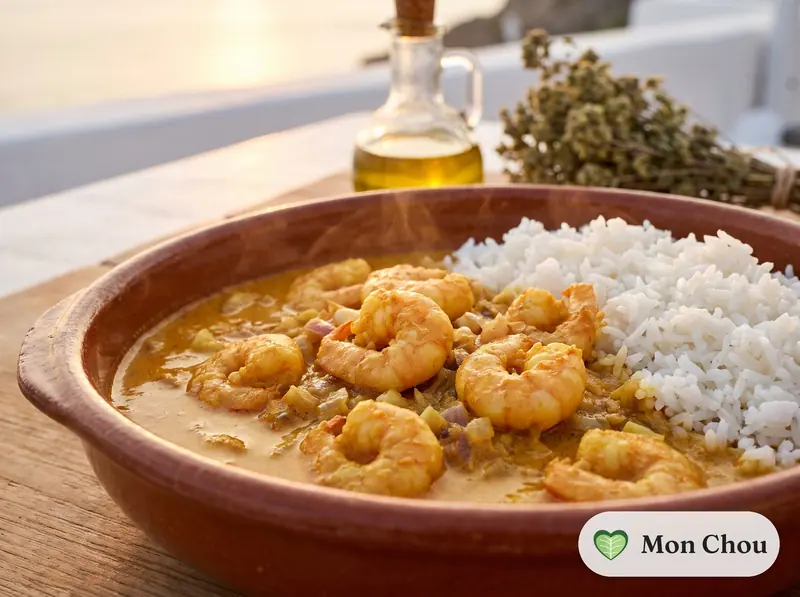 Chingri malai curry et riz