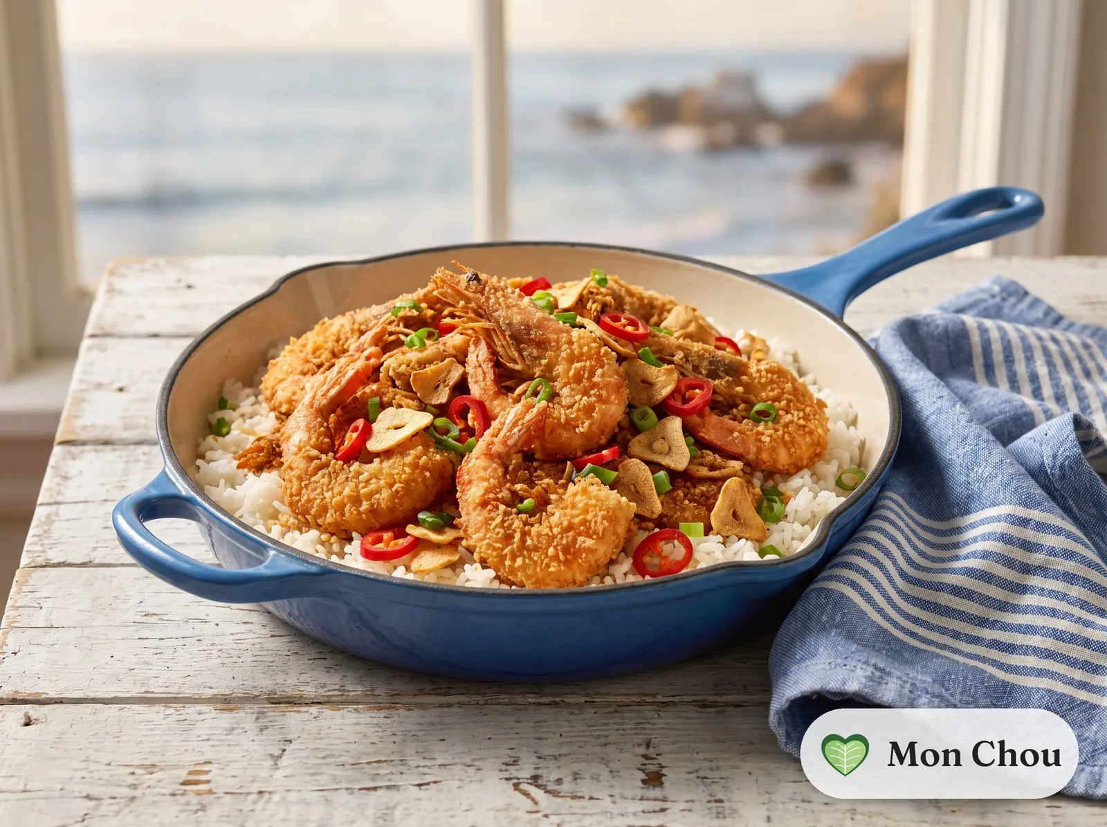 Crevettes typhoon shelter et riz