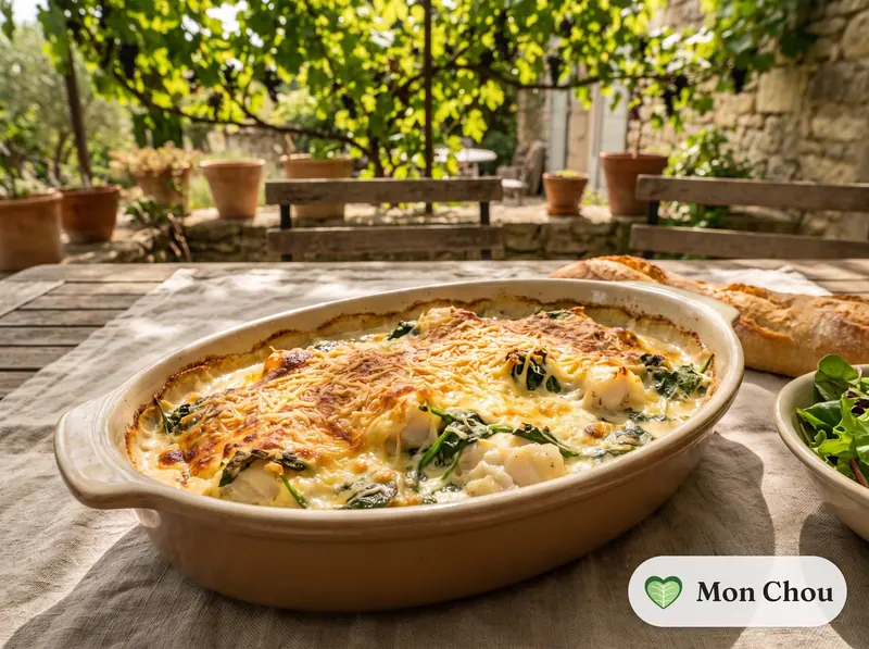 Gratin de cabillaud à la florentine