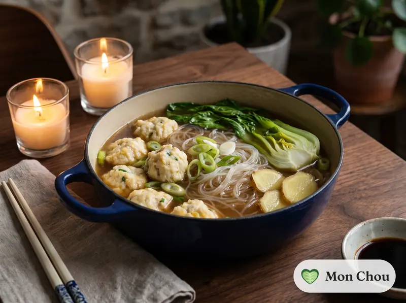 Soupe de nouilles aux boulettes de poisson