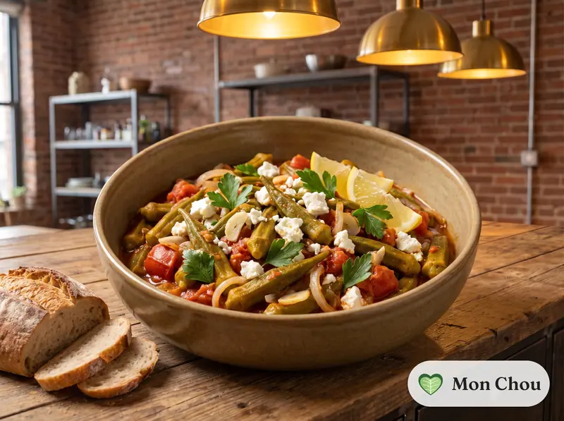 Bamies, gombos à la tomate et feta