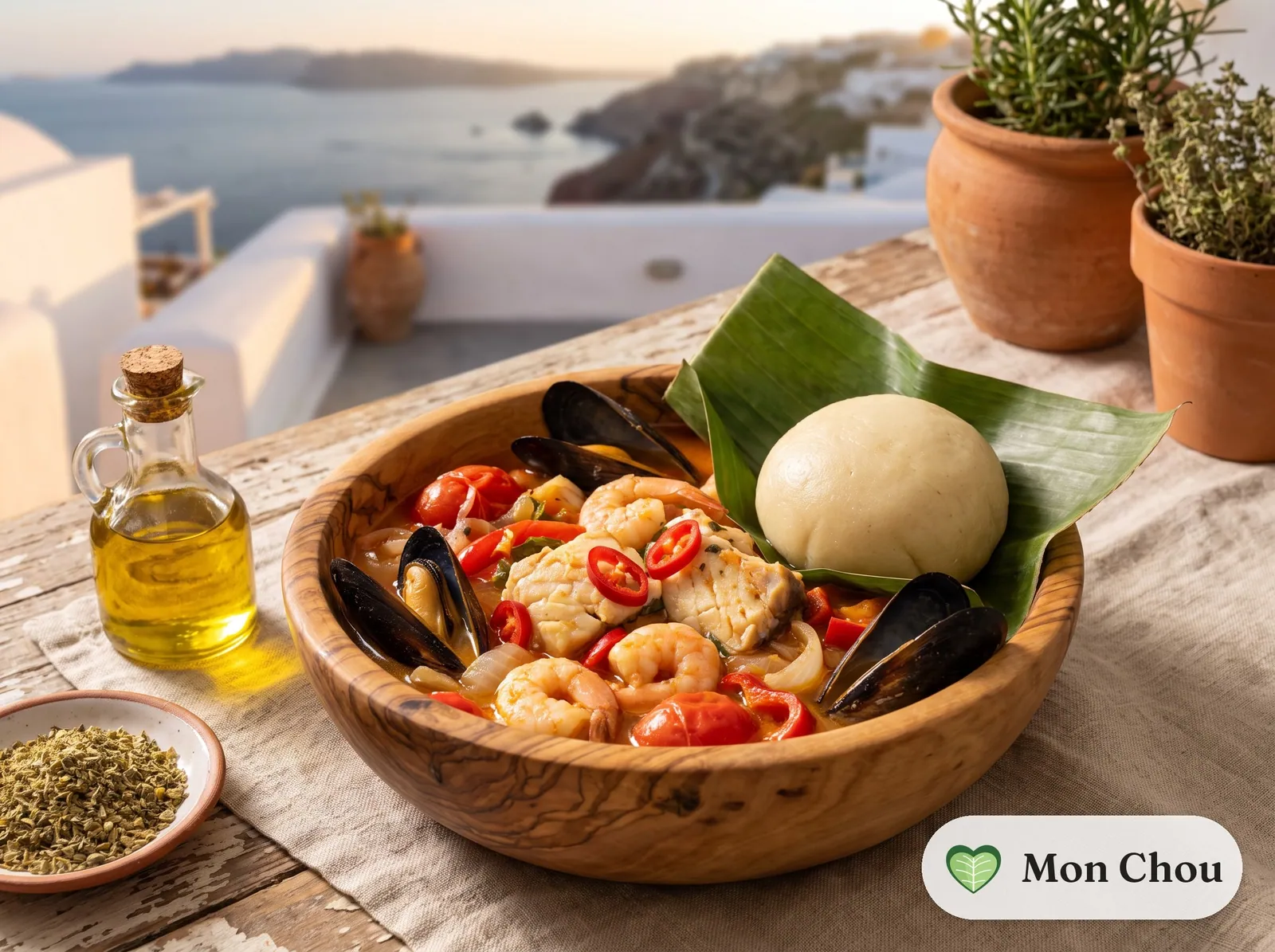Nigerian fisherman soup with fufu