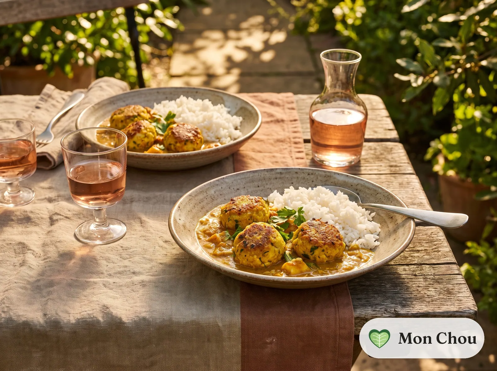 Fish kofta curry with basmati rice