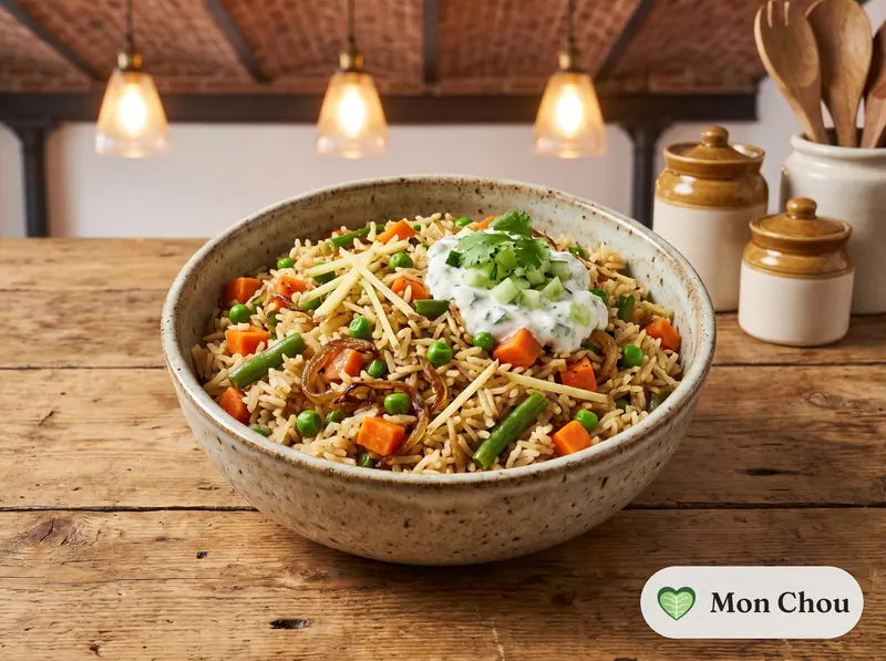 Gemüse Pulao mit Raita