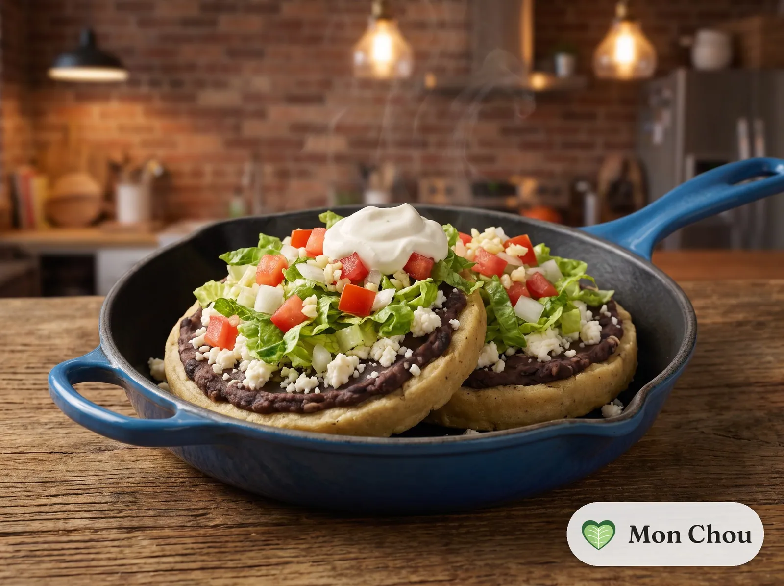 Sopes mit schwarzen Bohnen und Frischkäse
