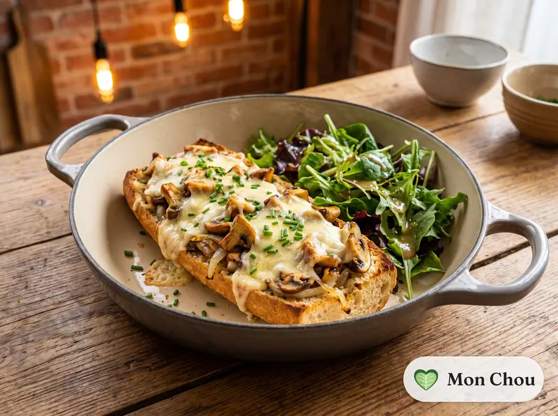 Zapiekanka aux champignons et salade