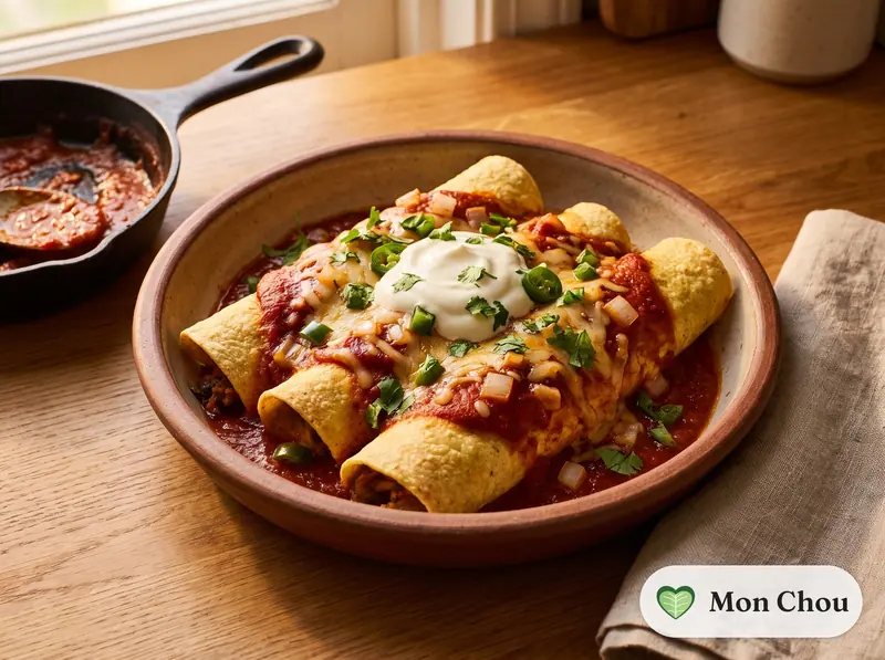 Entomatadas mit Käse und Bohnenpüree