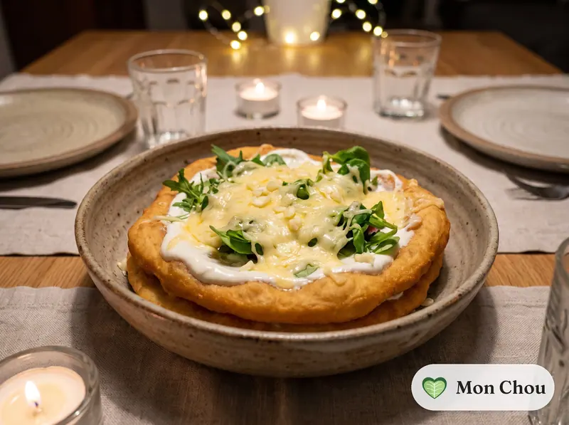 Lángos à la crème aigre et au fromage
