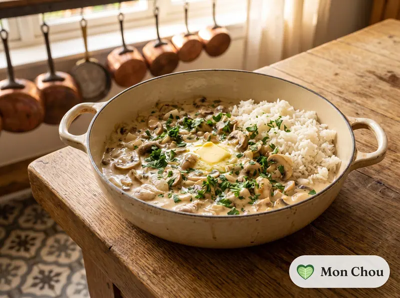 Stroganoff de champignons et riz