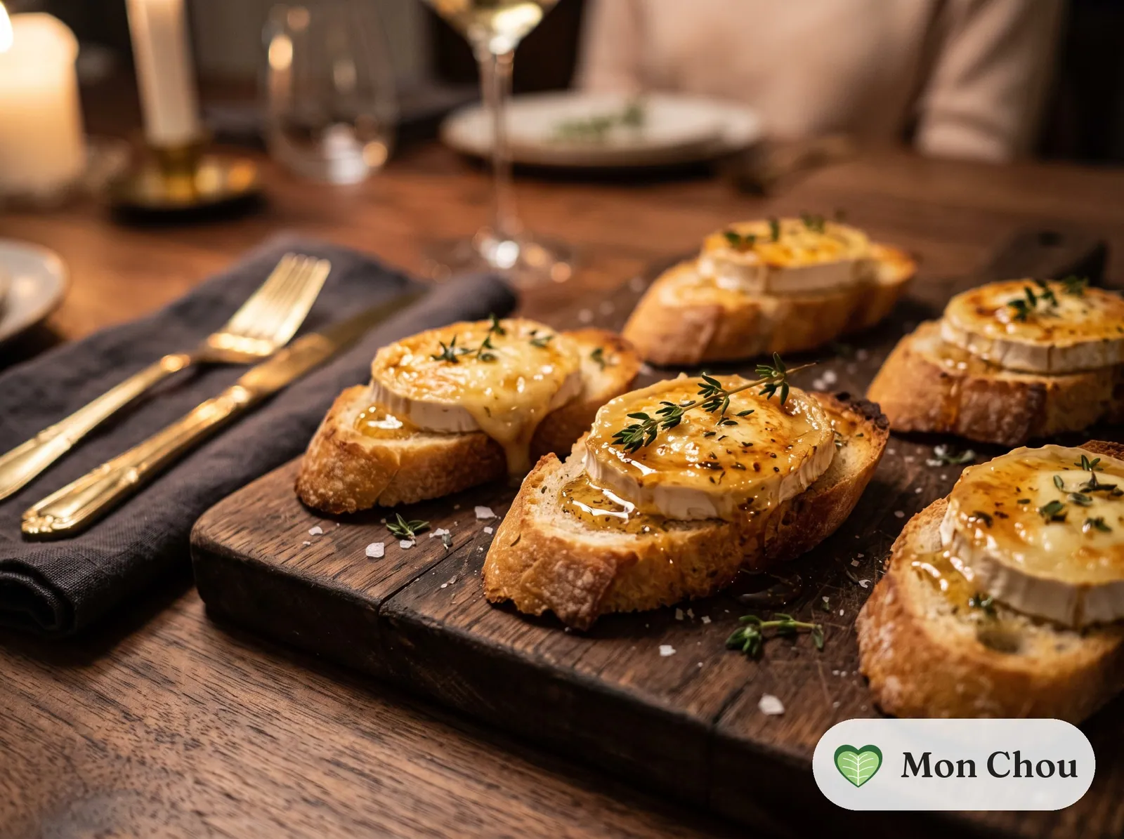 Chèvre rôti au miel sur toasts