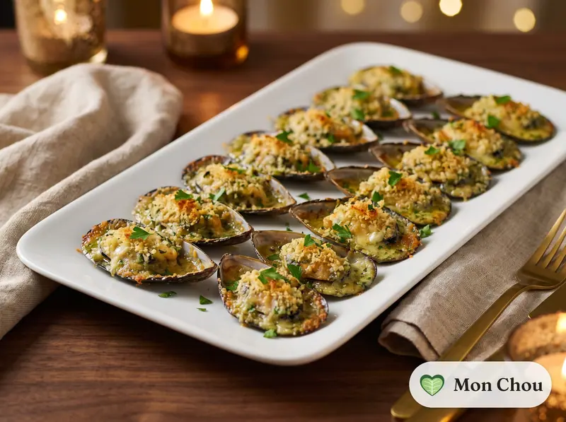 Moules gratinées au beurre persillé
