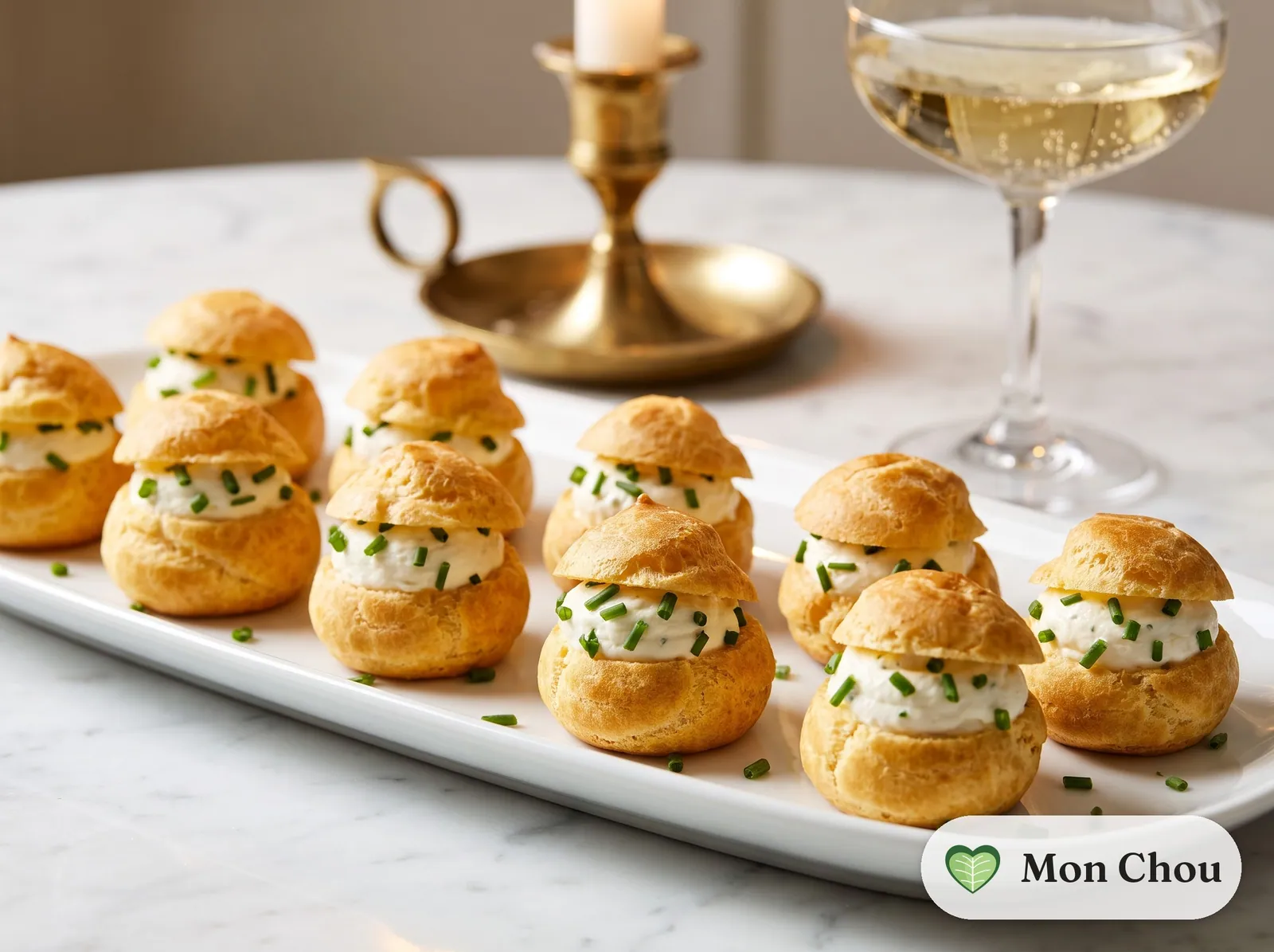 Cheese and chive cream puffs