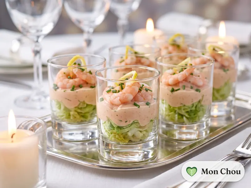 Verrines de crevettes sauce cocktail