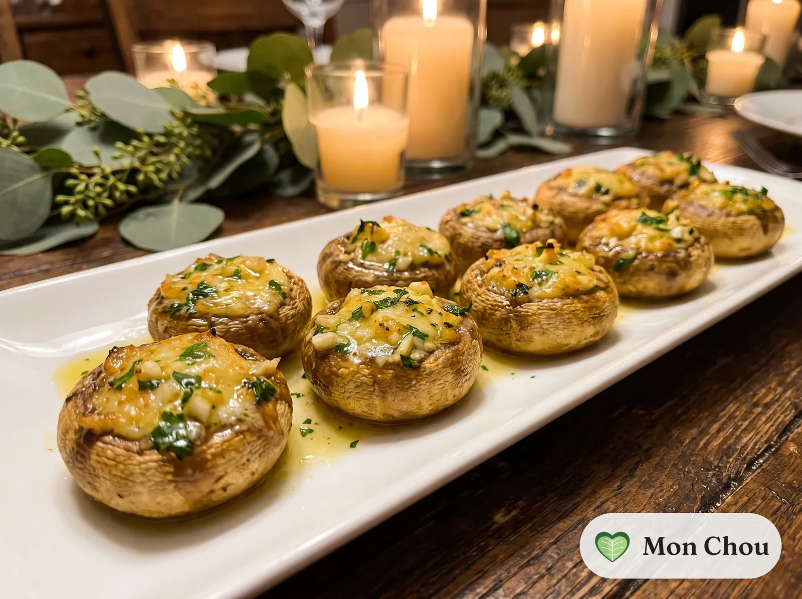 Gefüllte Champignons mit Knoblauch und Petersilie