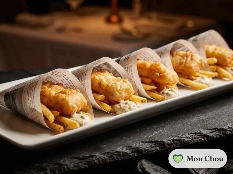 Fish and chips en cornets