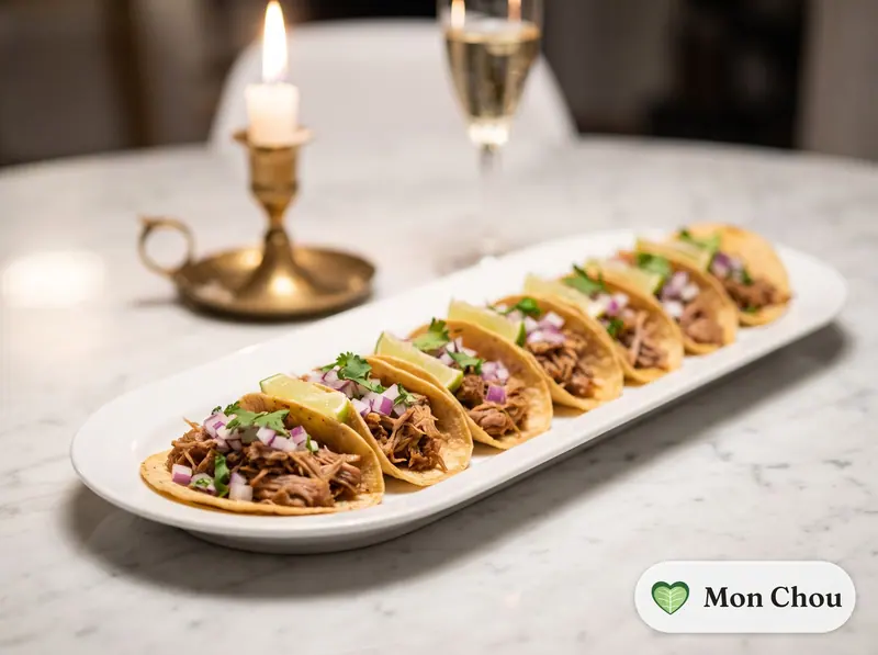 Mini tacos de porc effiloché