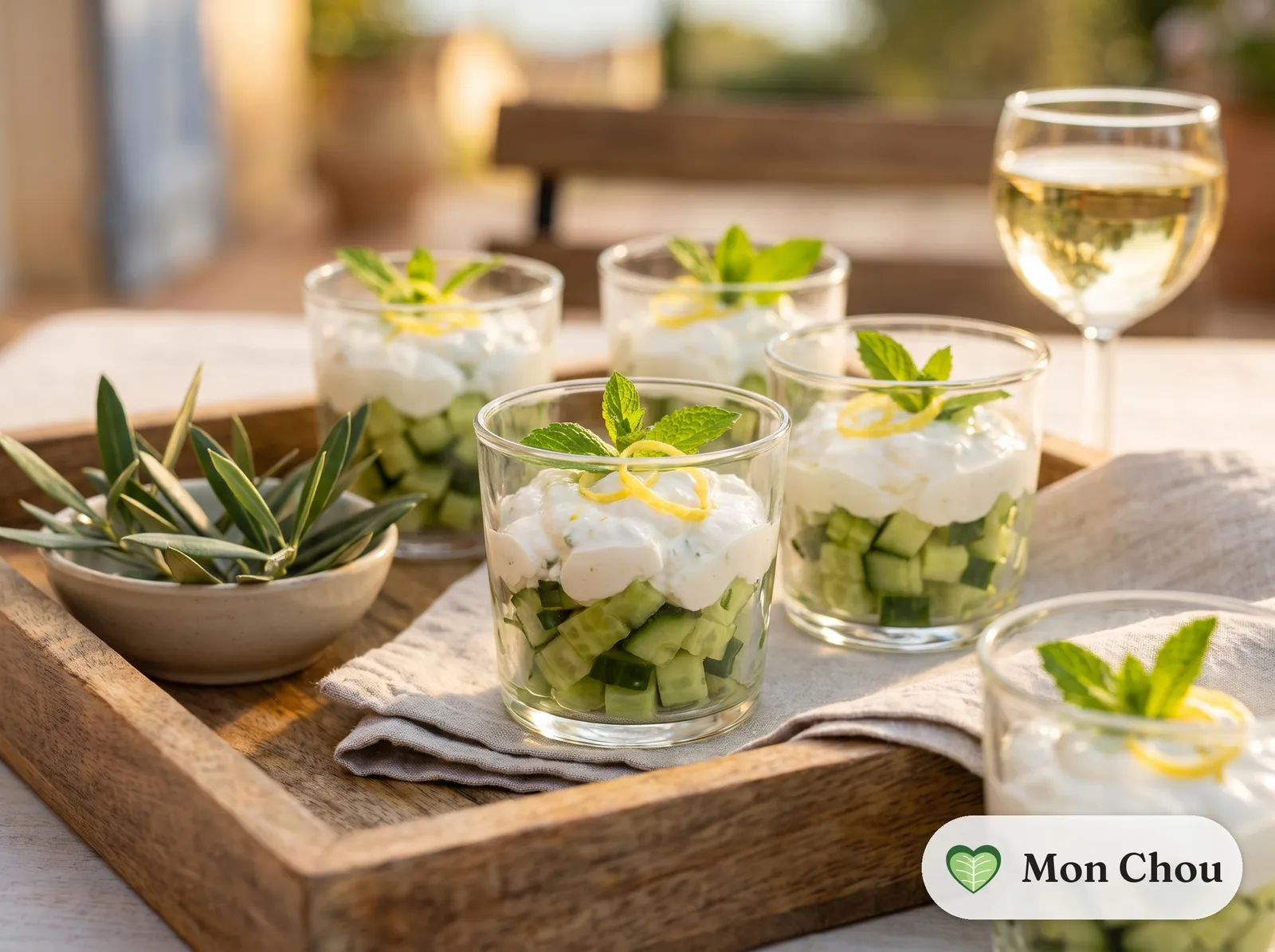 Verrines de concombre menthe et chèvre frais