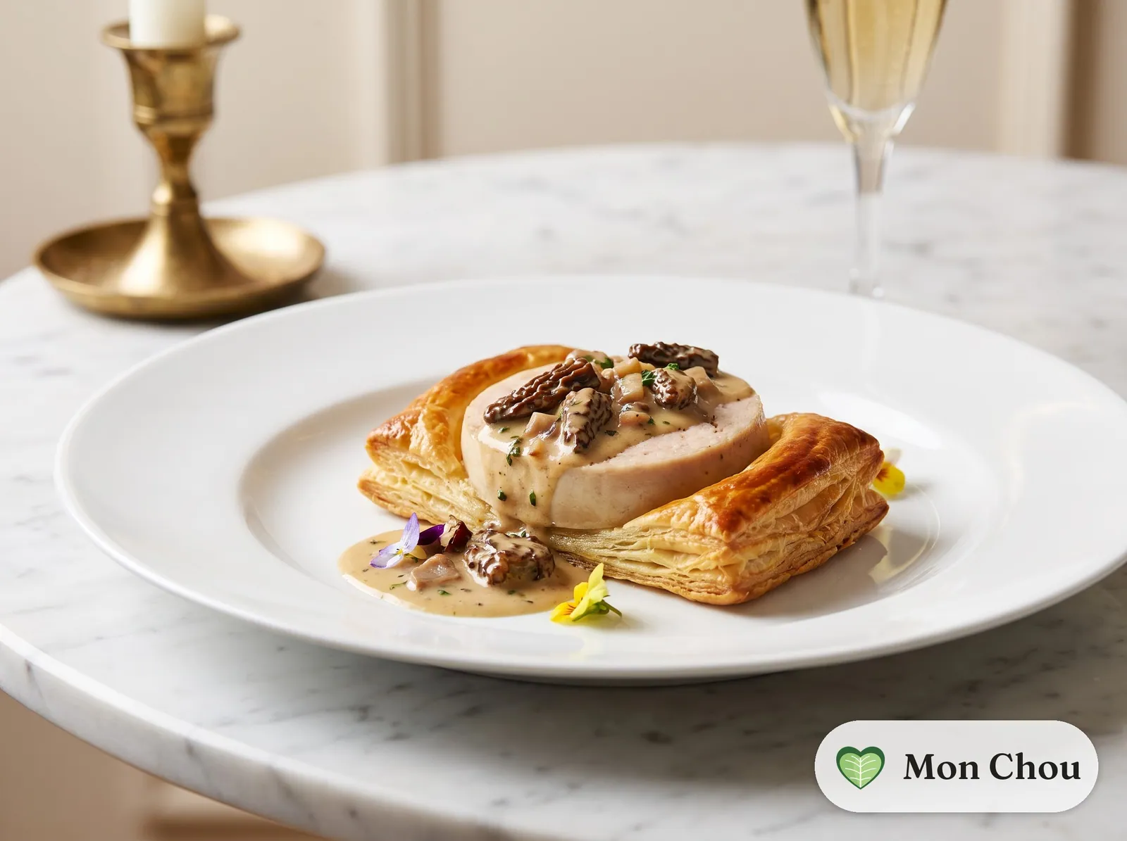Feuilleté de boudin blanc aux morilles