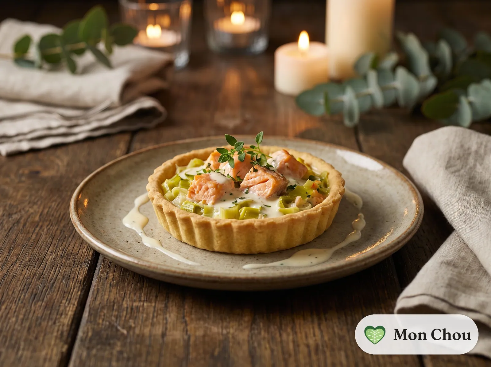 Leek and salmon tart