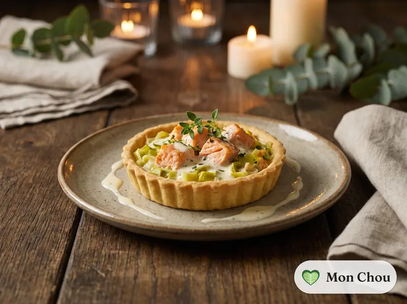 Tarte aux poireaux et saumon
