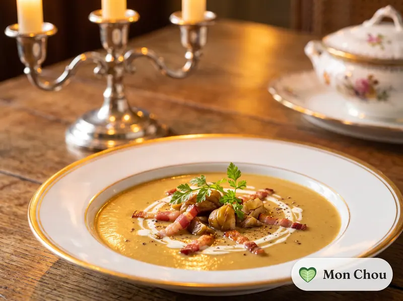 Velouté de châtaignes au lard