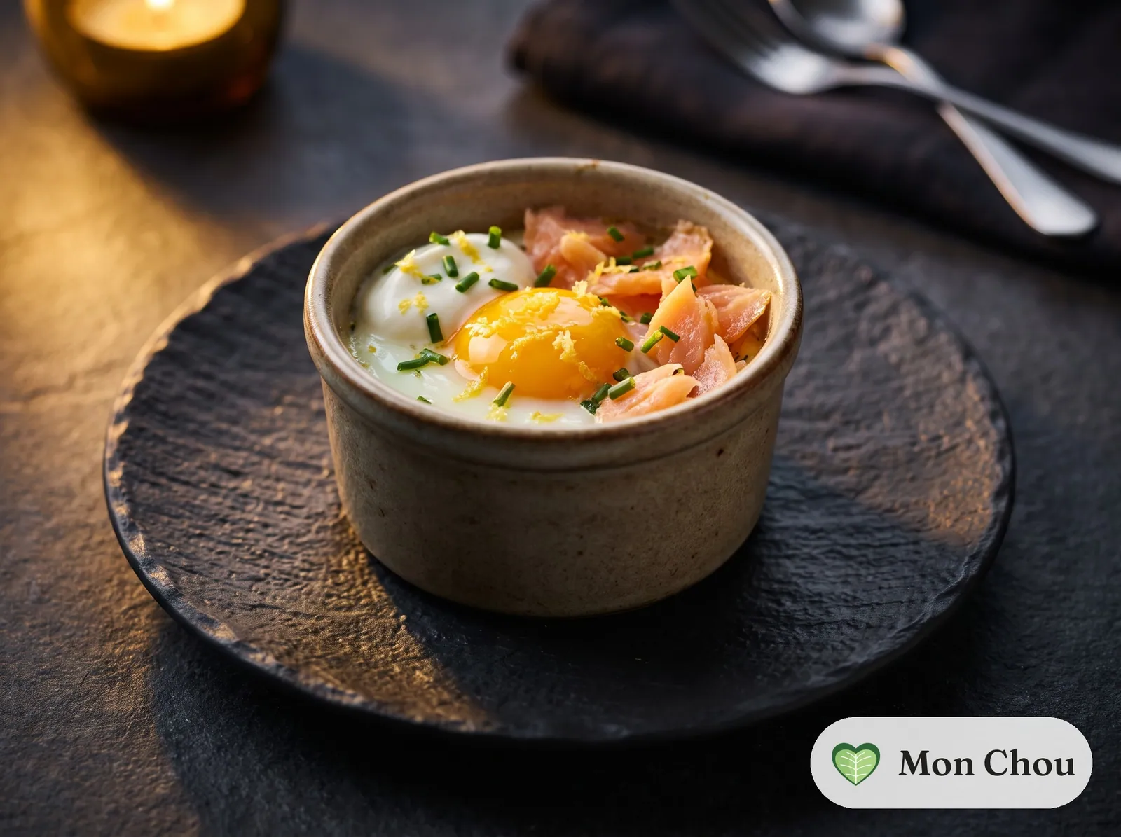 Smoked salmon baked eggs