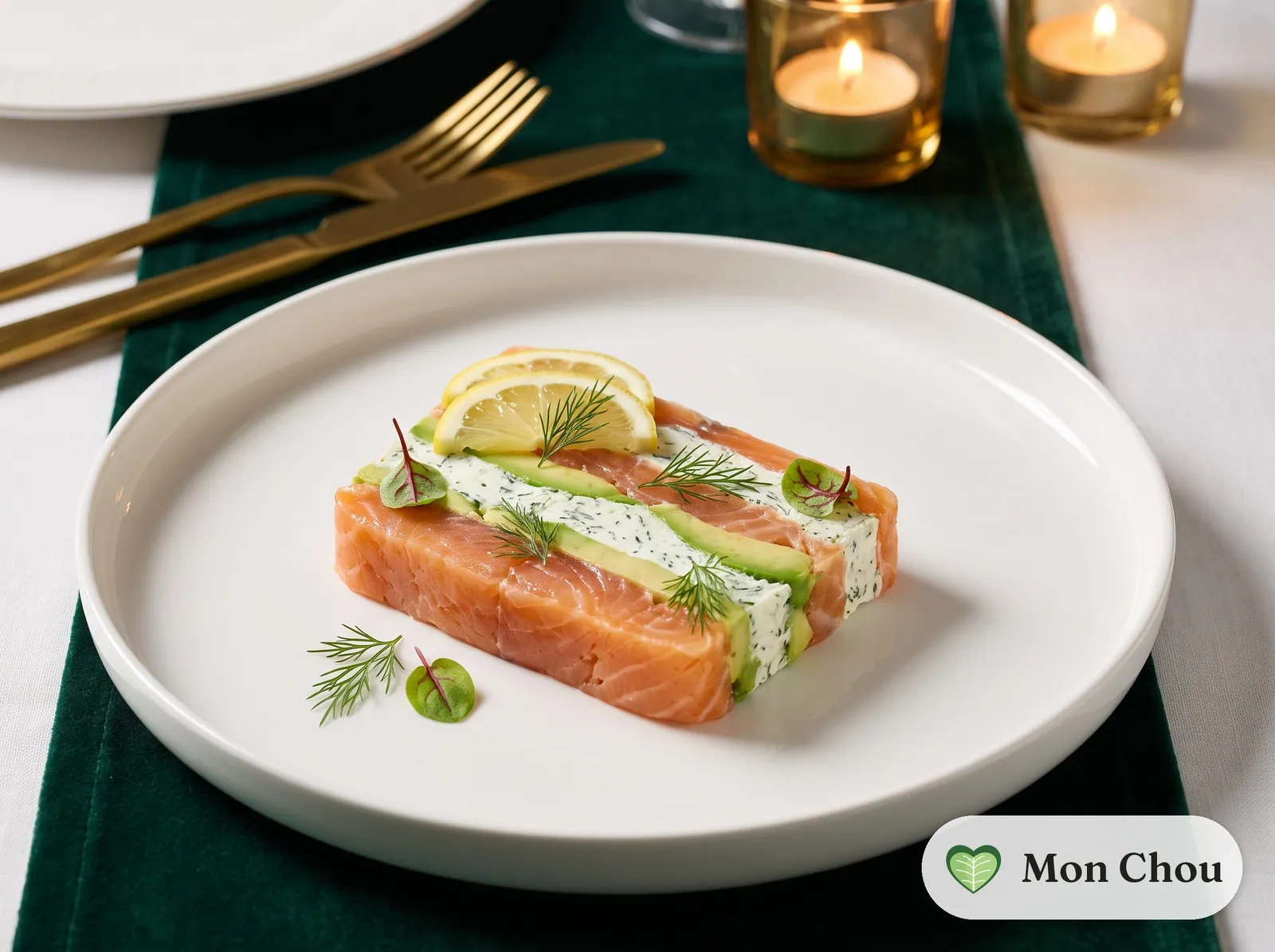 Smoked salmon and avocado terrine