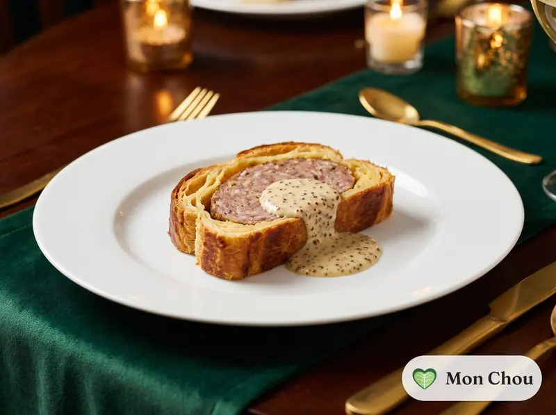 Saucisson brioché sauce moutarde