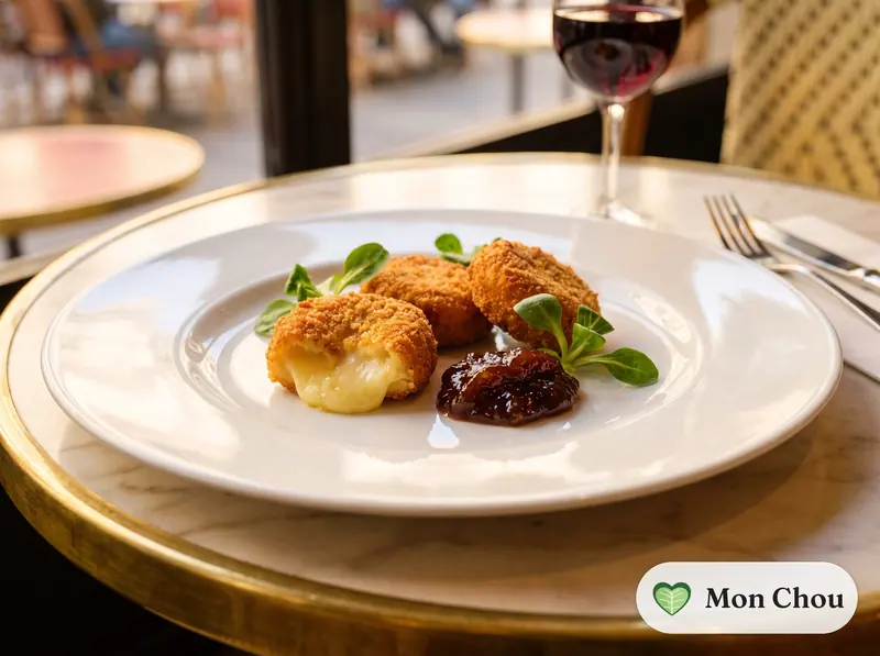 Croquettes de camembert, confiture de figues