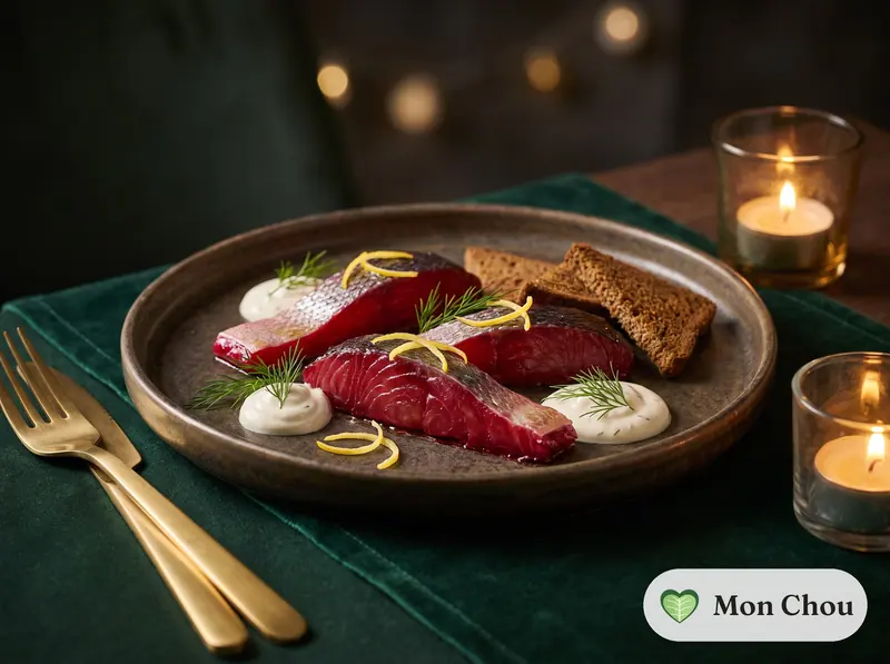 Gravlax de saumon à la betterave