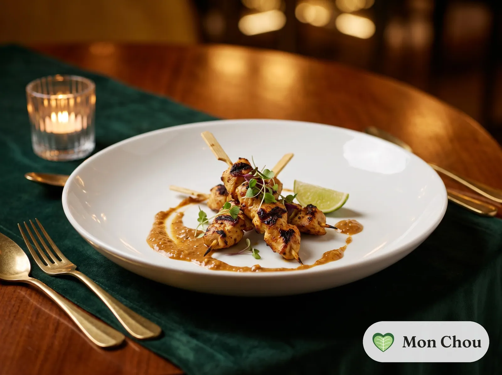 Satay de poulet, sauce cacahuète