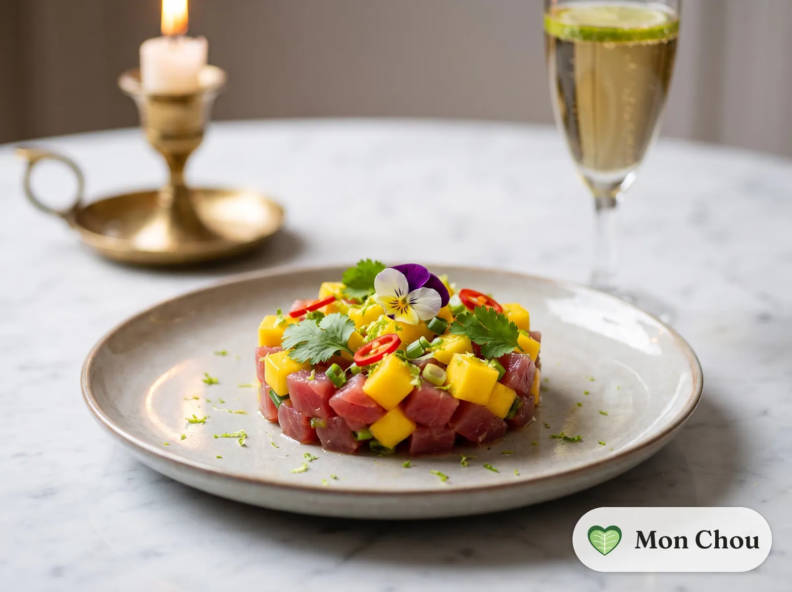 Tartare de thon à la mangue