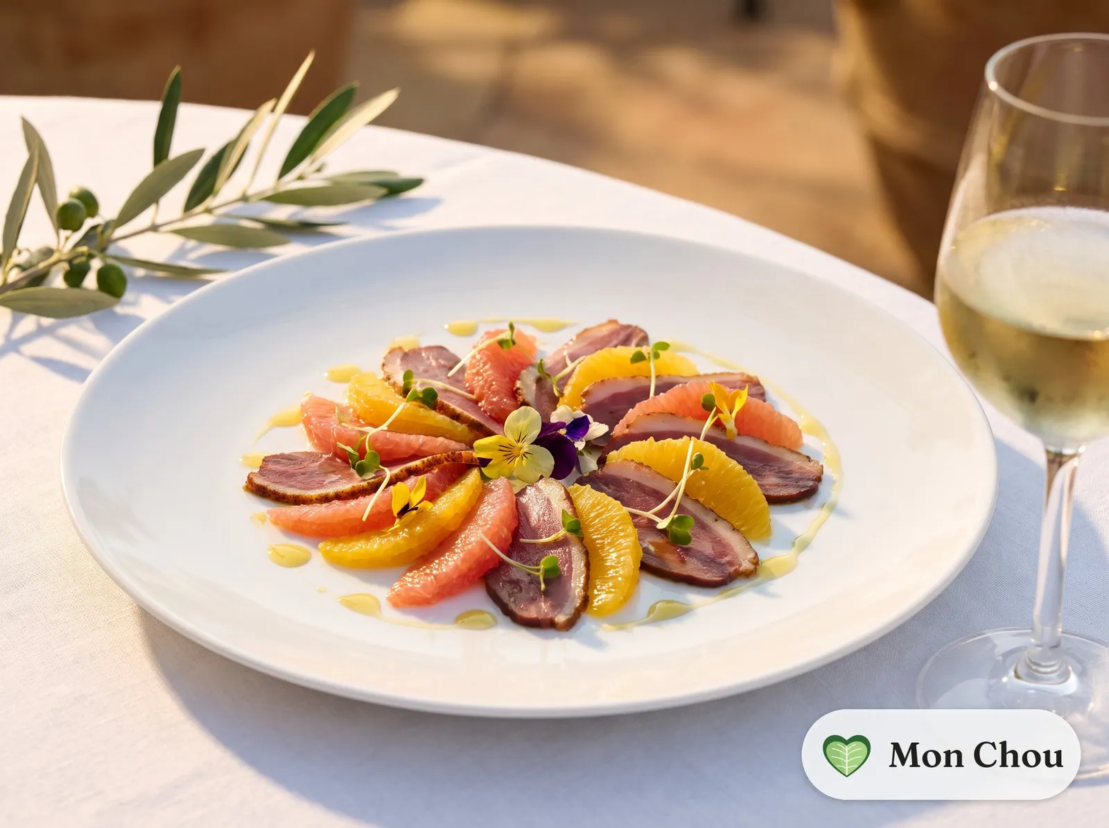 Carpaccio de canard fumé aux agrumes