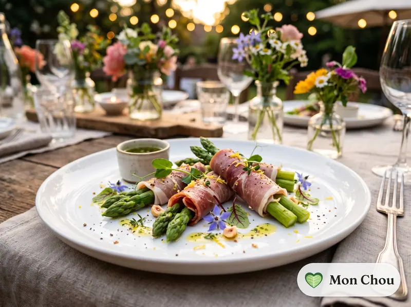 Rouleaux d&rsquo;asperges au jambon cru