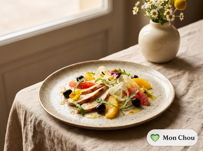 Salade de poulet, fenouil et orange