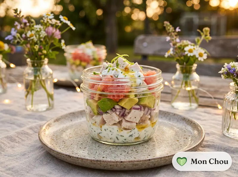 Verrine de poulet et avocat