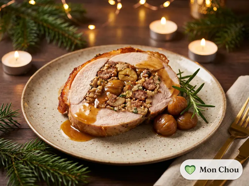 Dinde de Noël farcie aux châtaignes