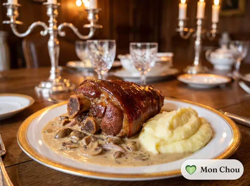 Jambon braisé au madère et purée maison