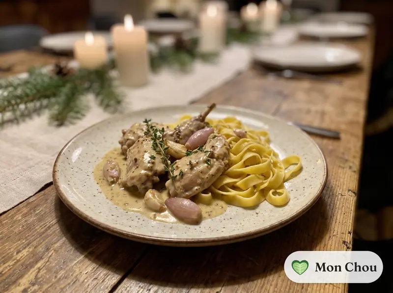 Mustard rabbit with tagliatelle