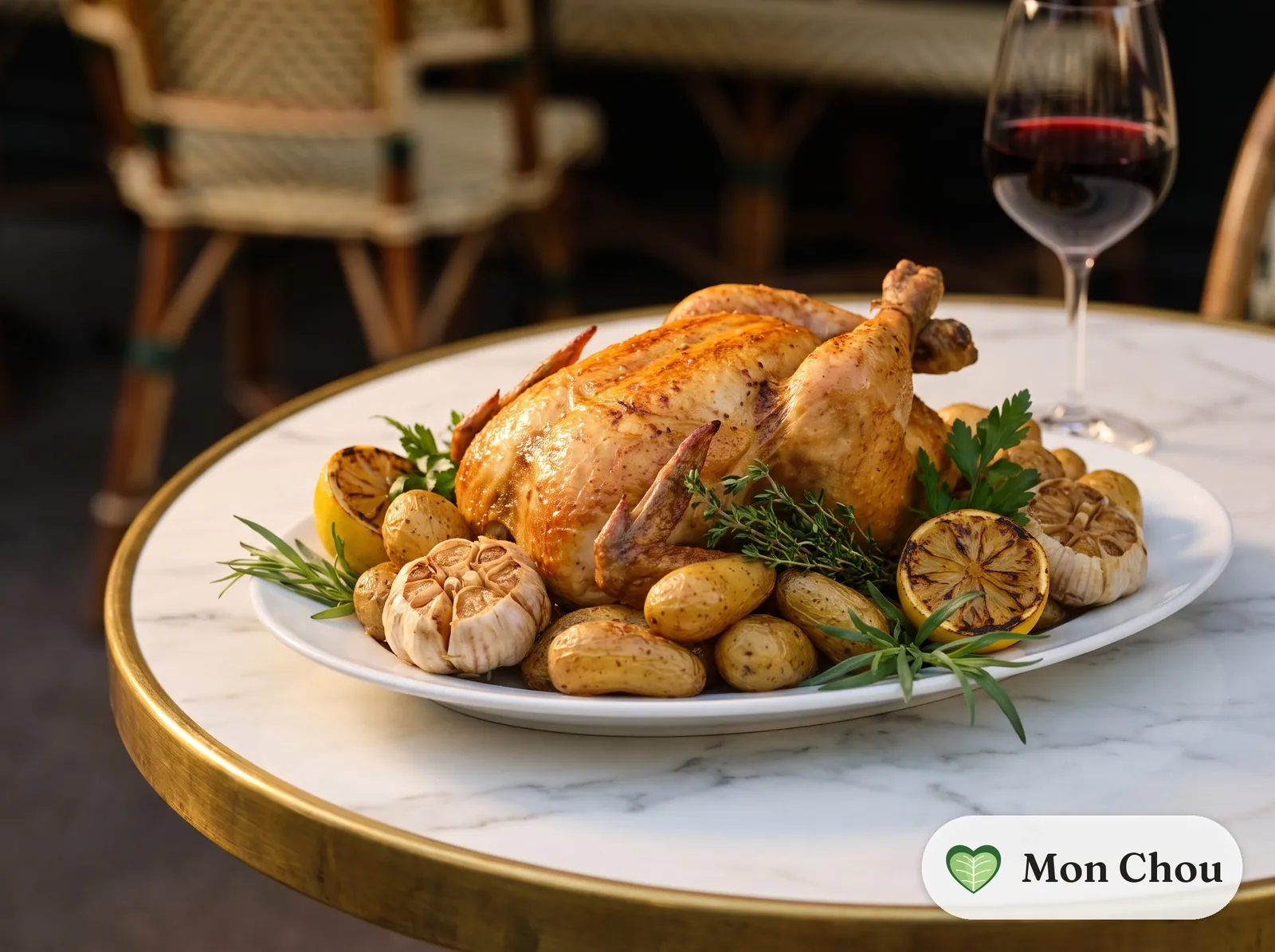 Herb roasted chicken with baby potatoes