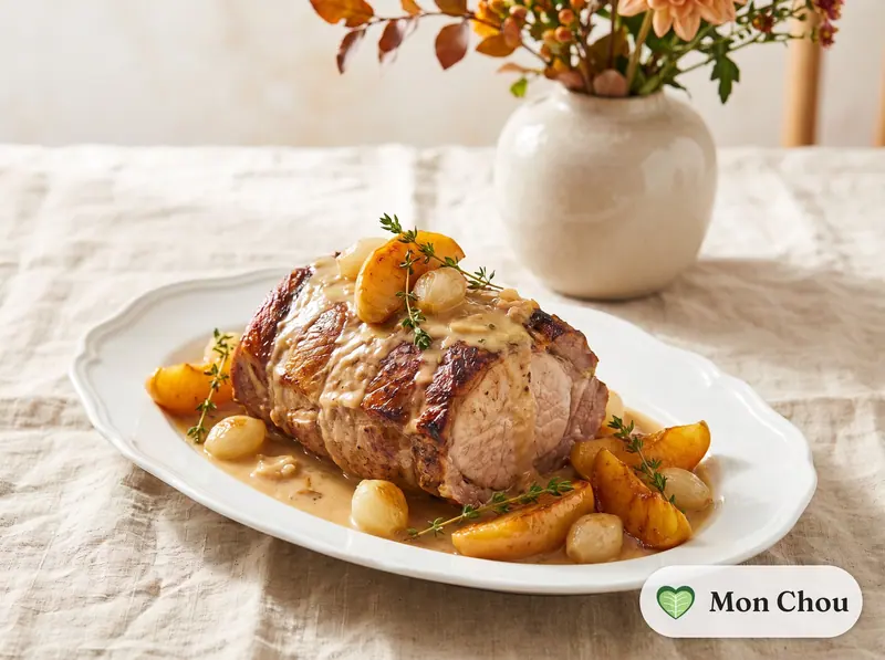 Rôti de porc au cidre et pommes fruits