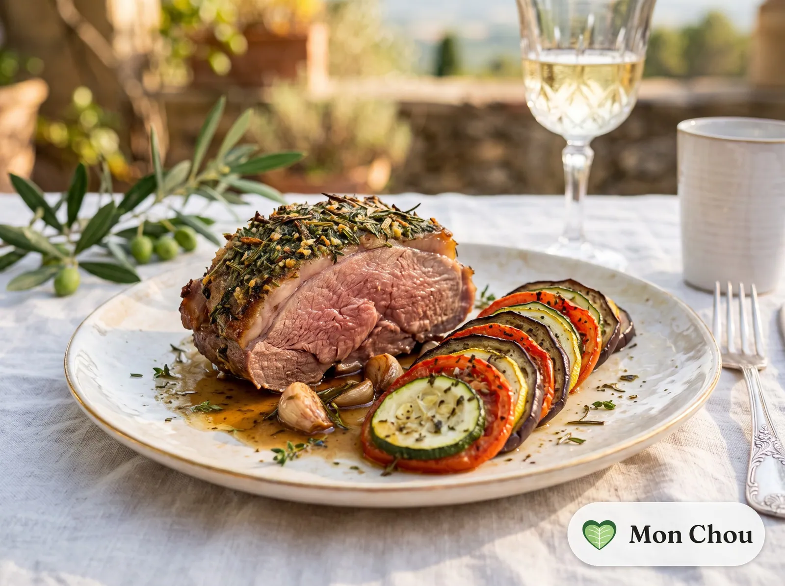 Provenzalische Lammkeule mit Gemüsetian