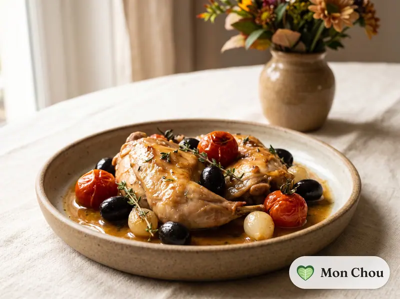 Lapin aux olives et tomates confites
